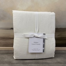 Rejuvenation Custom Belgian Linen Curtain Drape 100”x90” Cotton Lined White Read picture