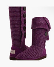 UGG Australia Classic Cardy Purple Knit Button Mid-Calf Lined Boots US 7 picture
