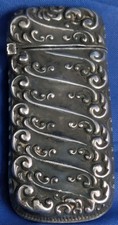 ORNATE FANCY WHITING & DAVIS STERLING SILVER VESTA MATCH SAFE HOLDER Antique Vtg picture