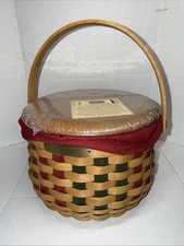 2003 Longaberger Christmas Collection Caroling Basket With Lid, Liner & Protecto picture