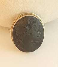 Vintage 50s lava cameo 800 fine silver pin pendant picture