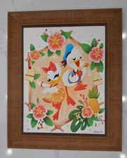 Disney Happy Ukulele Song June Kim Canvas Framed Donald Daisy Duck  1/95 22