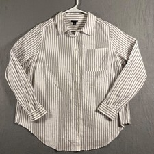 Torrid Women’s Size 0 Striped Button Down Shirt Gray White Cotton Oversized picture
