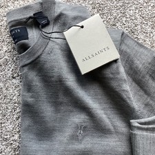 AllSaints Mode Men’s 100% Merino Wool Crew Sweater - NWT, Slim XL, Fossil Grey. picture