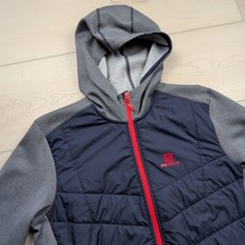 Salomon Pulse Hybrid Hoodie Jacket Mens L AdvancedSkin Warm Navy Blue Gray picture