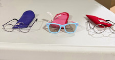Lot of 3 Authentic American Girl Doll Eyeglasses & Sunglasses with Soft Cases picture