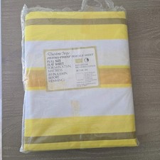 Vintage 70's Sears Duo-Tone Stripe Perma-Prest Percale Full Size Flat Sheet-NOS picture