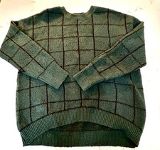 New Studio by the Workshop Sweater Womens L Green Grid Oversized Fit  picture