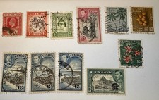 Ceylon Used Postage Stamp Lot of 8 George V/VI Royalty Flora Handstamped picture