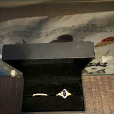 Jared 14k Yellow Gold Blue Marquise Sapphire & Diamond Ring Set Size 5.5 picture