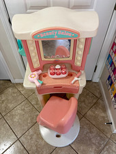 Little Tikes Child-Size Beauty Salon Vanity Set w/ Chair Accessories Pink/White picture