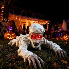 Halloween Skeleton Groundbreaker Crawling Zombie with Light Eyes Creepy Sound picture
