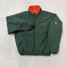 Red Oak Miami Hurricanes Jacket Mens Large Green NCAA Football Full Zip Fleece picture
