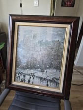 Thomas Kinkade Skating in the Park 1999 Classics Collection Framed COA picture