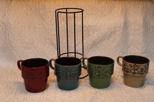 Pier 1 Mugs with stand. Set of 4. picture