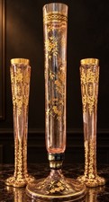 Antique Legras Mont Joye Rosaline Glass Vases Set 19