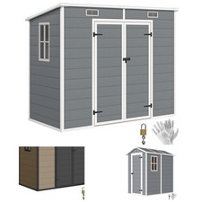 Outsunny Outdoor Storage Shed, Resin Shed with Floor picture