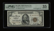 DBR 1929 $50 FRBN Kansas City Fr. 1880-J PMG 35 Serial J00235275A picture