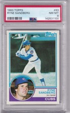 Ryne Sandberg 1983 Topps Chicago Cubs Baseball RC Rookie Card #83 PSA 8 picture