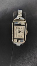 Vintage Elgin Lady with blue inlaid enamel, real diamonds picture