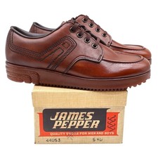 James Pepper Oxford Shoes Mens 5 D Vintage Brown Leather Moc Toe Made in USA picture