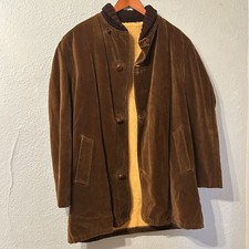 Vtg 1960s Danville Windbreaker Brown Corduroy Clicker Jacket Car Coat Chore picture