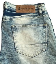 Rocawear Men’s Size 34 Acid Wash Slim Fit Blue Jeans Hip Hop Streetwear Stretch picture