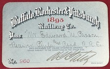 1895 Buffalo Rochester & Pittsburgh Railway Annual Cardstock Pass picture