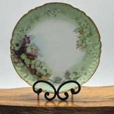 Antique J.P. L. France Limoges Hand Painted Berry Scalloped Gold Gilt Plate 8.5