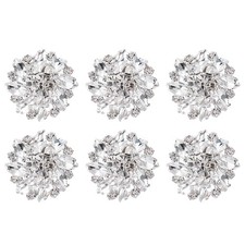 6 x Flower Sewing Rhinestone Buttons 1 Inch Crystal Shank Silver White picture