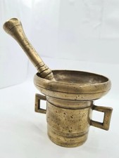 Old Very Rare Form large Dutch Brass Mortar with Pestle 4.1kg circa 1930s picture