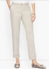 NWT Talbots Women’s Size 18W Tan Cotton Blend Weekend Chino Ankle Pant picture
