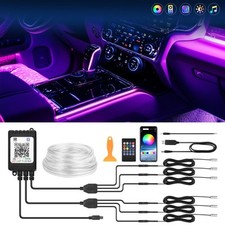 Interior Car LED Strip Lights RGB 6 in 1 Neon Ambient Decor Atmosphere Lights US picture