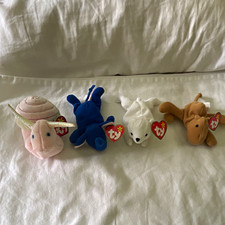 Ty Teenie Beanie Babies Plush Lot of 4 Swirly Peanut Chilly, and Humphrey picture