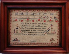 MID 19TH CENTURY SAILING SHIPS & VERSE SAMPLER BY BARBARA BOWNESS - 1848 picture