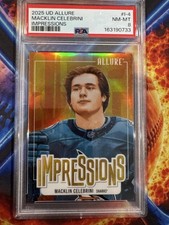 2025-26 Upper Deck Allure Macklin Celebrini #I-4 Impressions SSP Sharks PSA 8 picture