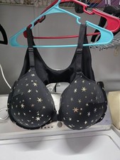 Torrid #FeelTheFit 48DDD Black/Gold Star Front Close Underwire Bra picture