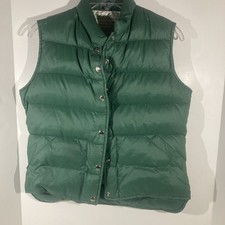 Vintage LL Bean Insulated Goose Down Green Vest Women’sMedium Puffer Snap Button picture