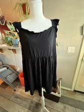 Torrid Super Soft Slub ￼Babydoll Size 3 Black Ruffle Strap picture