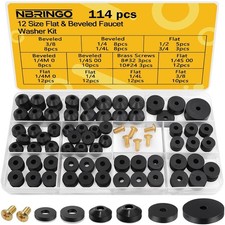 NBRINGO 114-Piece 12 Sizes Faucet Washer Assortment Kit - Flat & Black  picture