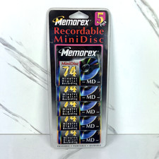 Memorex Five 5 Pack Mini Disc (MD) Sealed NOS Digital Recordable NEW Old Stock picture