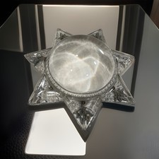 Antique Lovely Victorian 7 Point Glass Mourning Star Magnifying Paperweight 6” picture