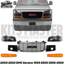 Front Grille Chrome & Headlight Kit For 2003-2023 GMC Savana 1500 2500 3500 4500 picture