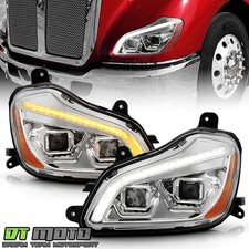 For 2013-2019 Kenworth T680 Chrome LED Switchback Sequential Siganl Headlights picture