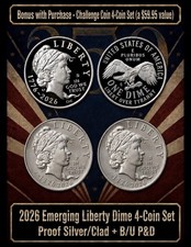2026 EMERGING LIBERTY DIME 4-COIN SET - PROOF(SILVER & CLAD) + BU P&D *PRESALE* picture
