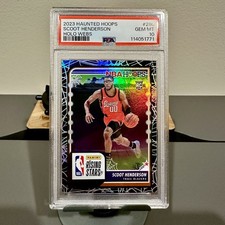 2023-24 Haunted Hoops Scoot Henderson RC Rookie Holo Webs SP Case Hit PSA 10 Gem picture