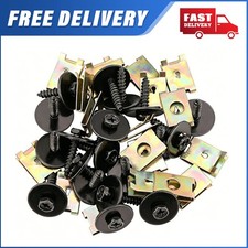40X Metal Car Screw U Nut Clips Gasket Fastener Body Fender Bumper Retainer Kit picture