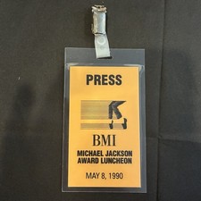Michael Jackson BMI Award Luncheon May 8 1990 RARE Laminated Press Pass picture