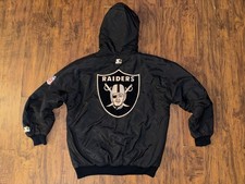 Vintage 90s NFL Oakland Raiders Starter Jacket Mens Large Black Insulated Puffer picture