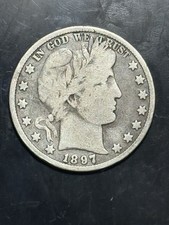 1897-P 🇺🇸 BARBER 🗽 HALF DOLLAR 50c *BETTER DATE *BETTER GRADE 90% SILVER picture